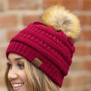 C.C Pom Pom Beanie - Red